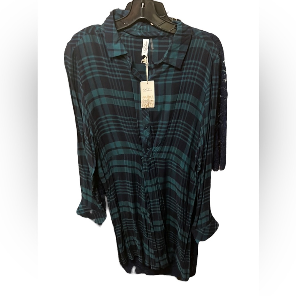 NWT 1x plaid long sleeve dress fits xl